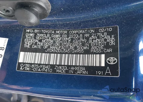 2010 Toyota Prius Ii z USA, uszkodzony, nr VIN JTDKN3DU3A5124955